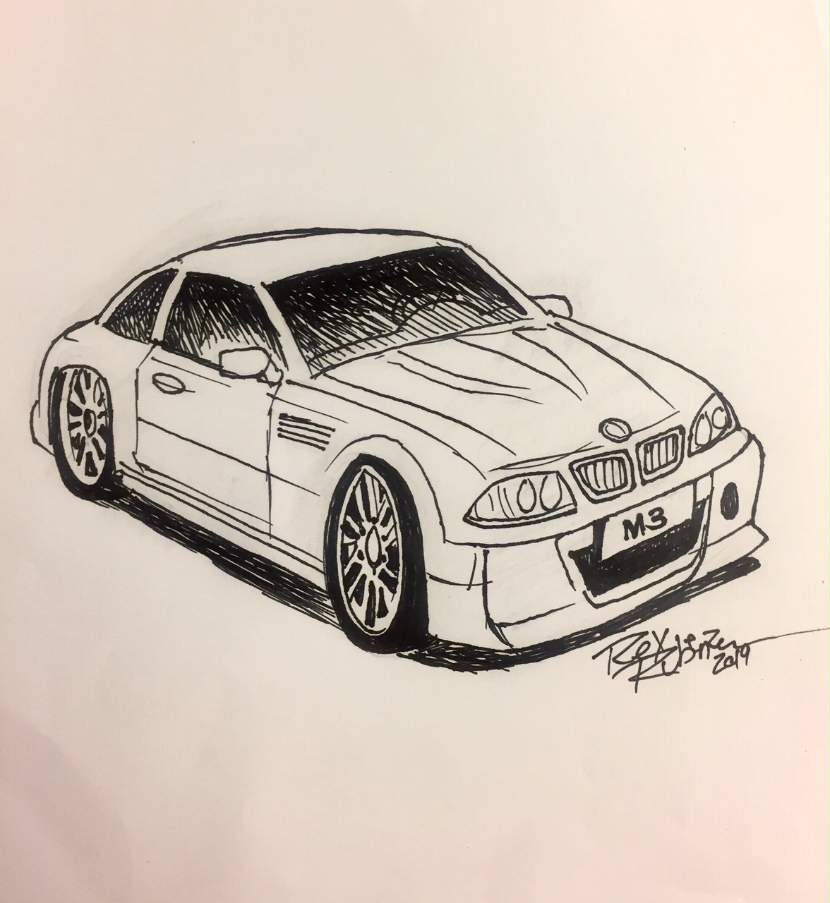 Caricature of BMW M3 drawn by Rex
