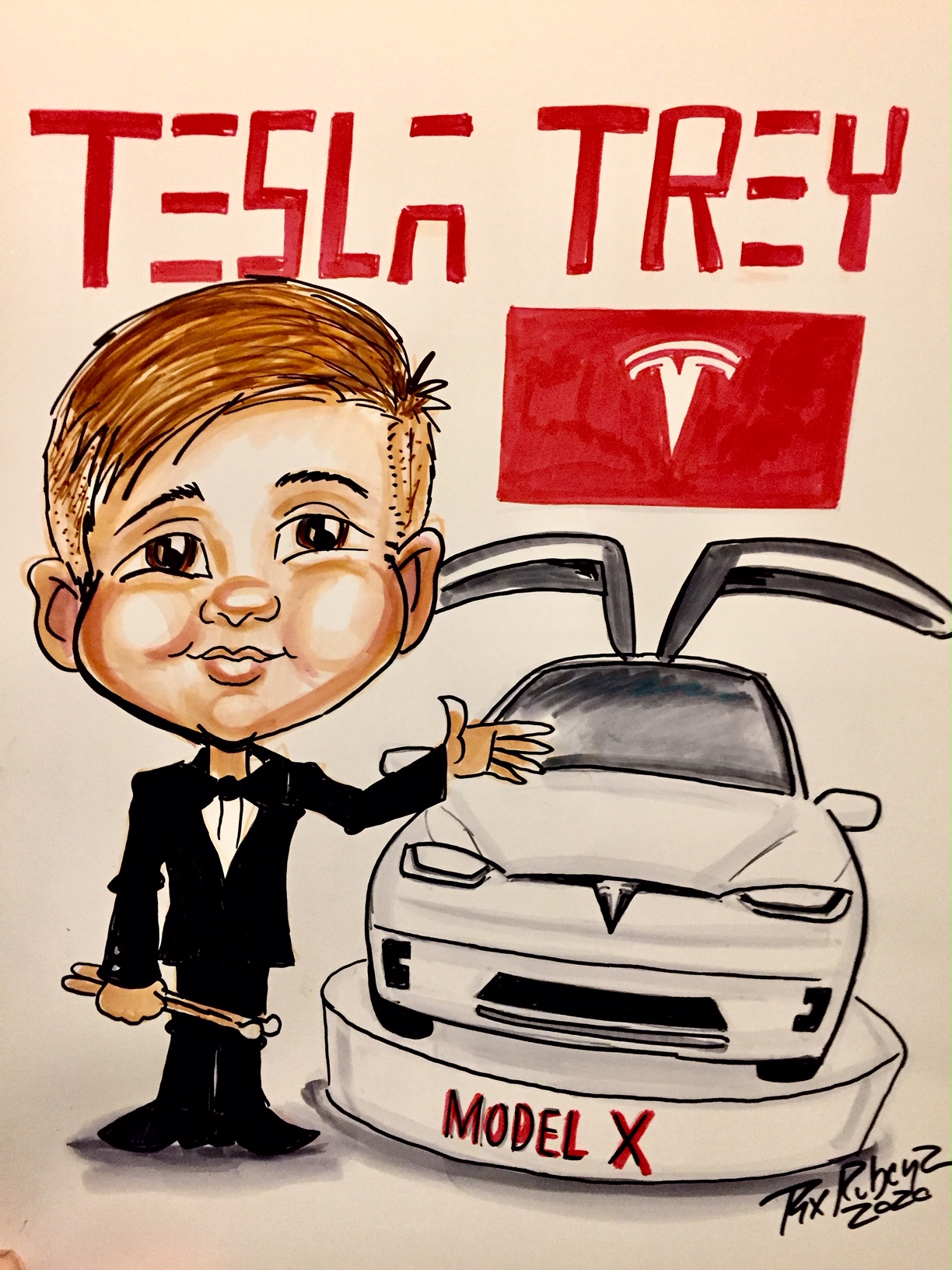 Caricature of Tesla model X